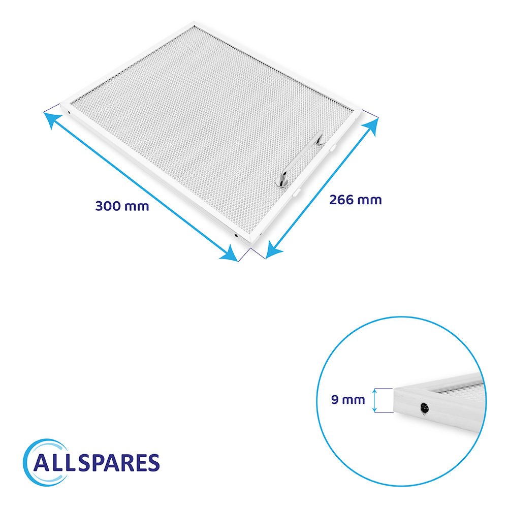 Filtre à graisse en métal 300x266mm Whirlpool 481948048172 par AllSpares
