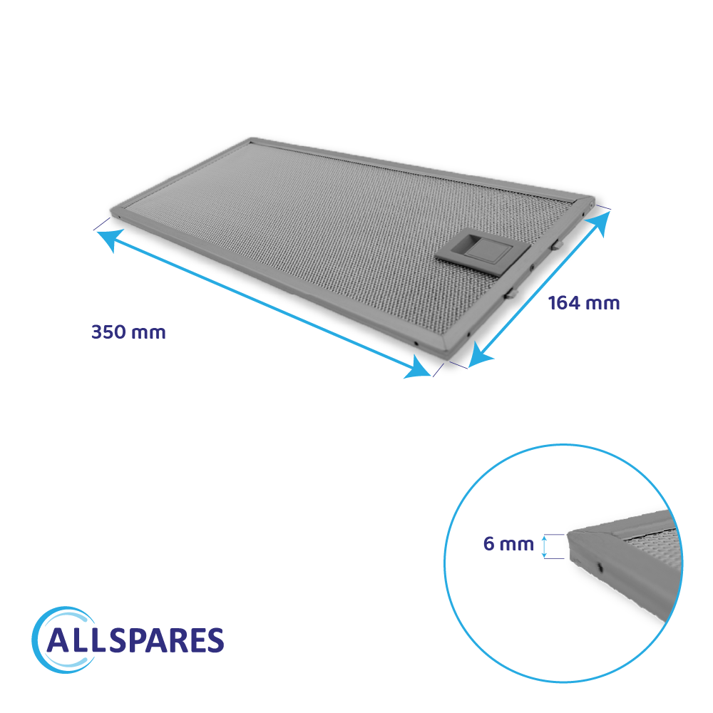Filtre à graisse en métal 350x164mm Neff 435204 / 00435204 par AllSpares