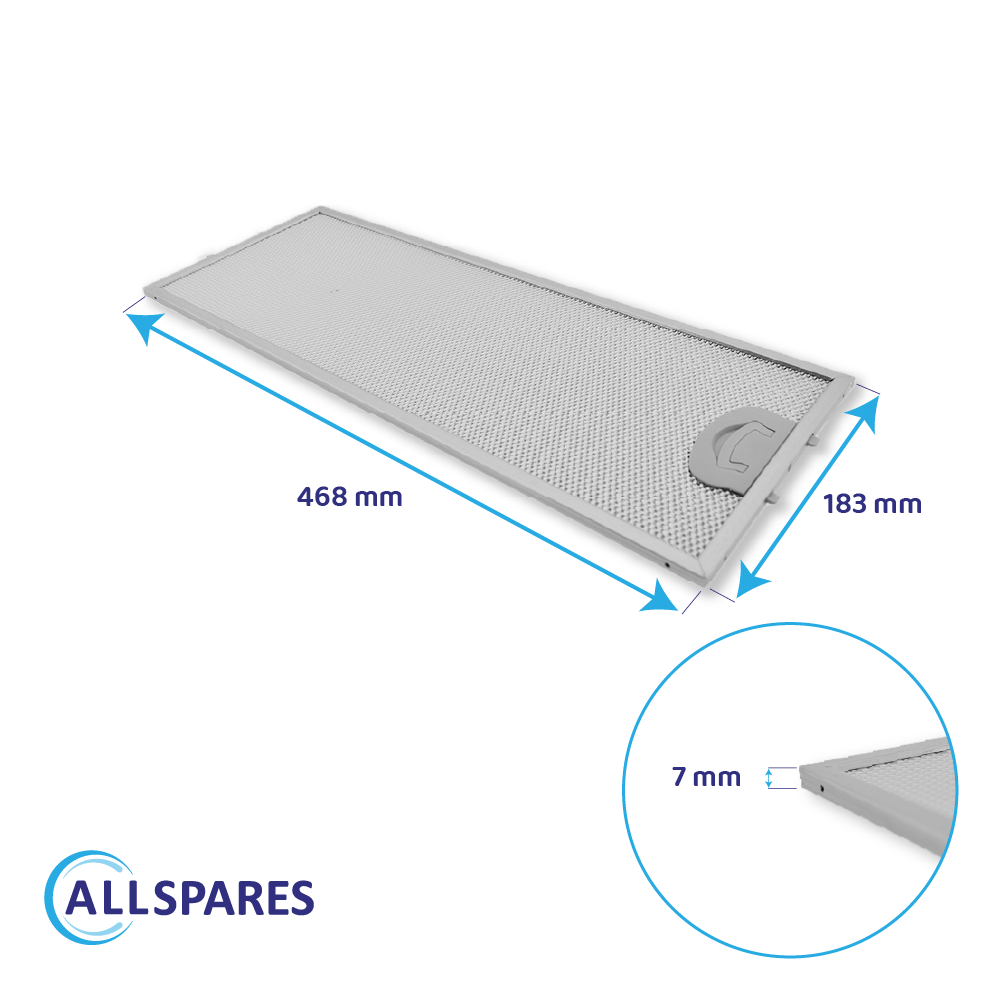 Filtre à graisse en métal 468x183mm ATAG 401468 par AllSpares