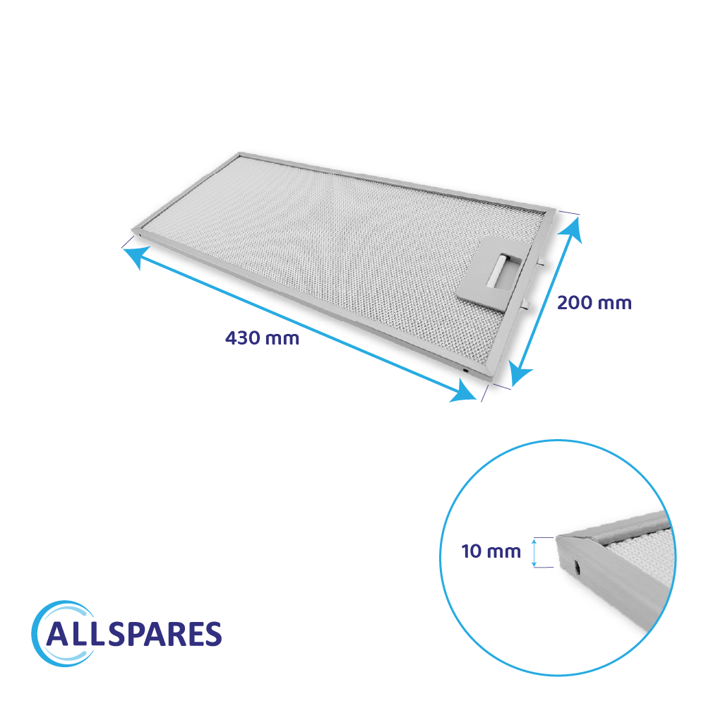 Filtre à graisse en métal 430x200mm 50268357006 par AllSpares