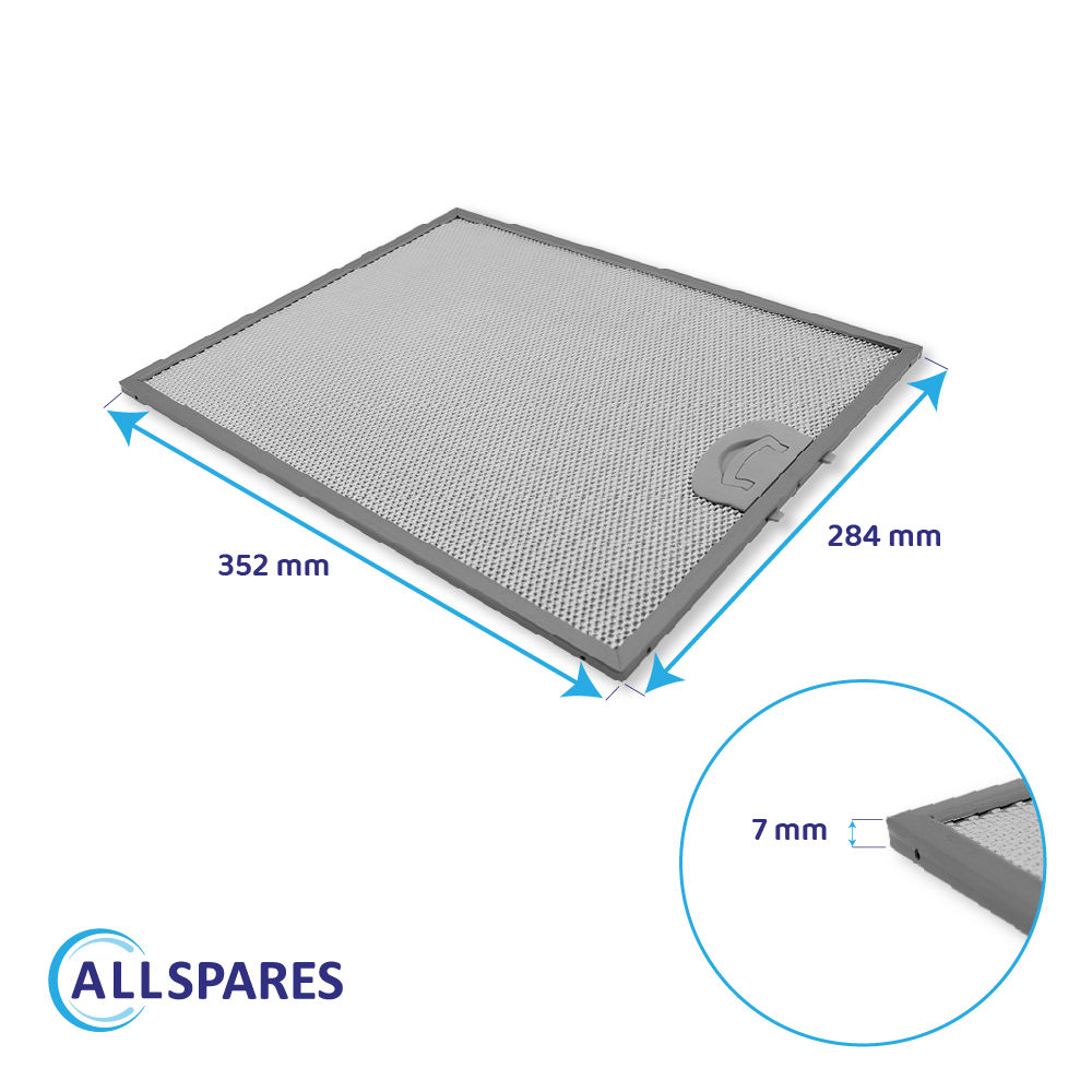 Filtre à graisse en métal 352x284mm convient pour Beko 9174420002