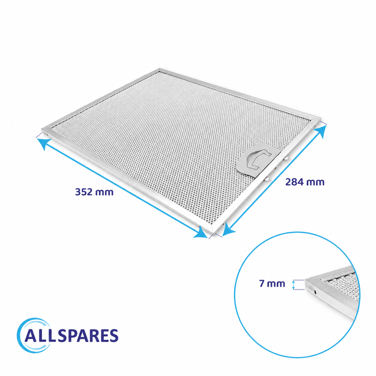 Filtre à graisse en métal 352x284mm Glem XHD57 / XHD760 par AllSpares