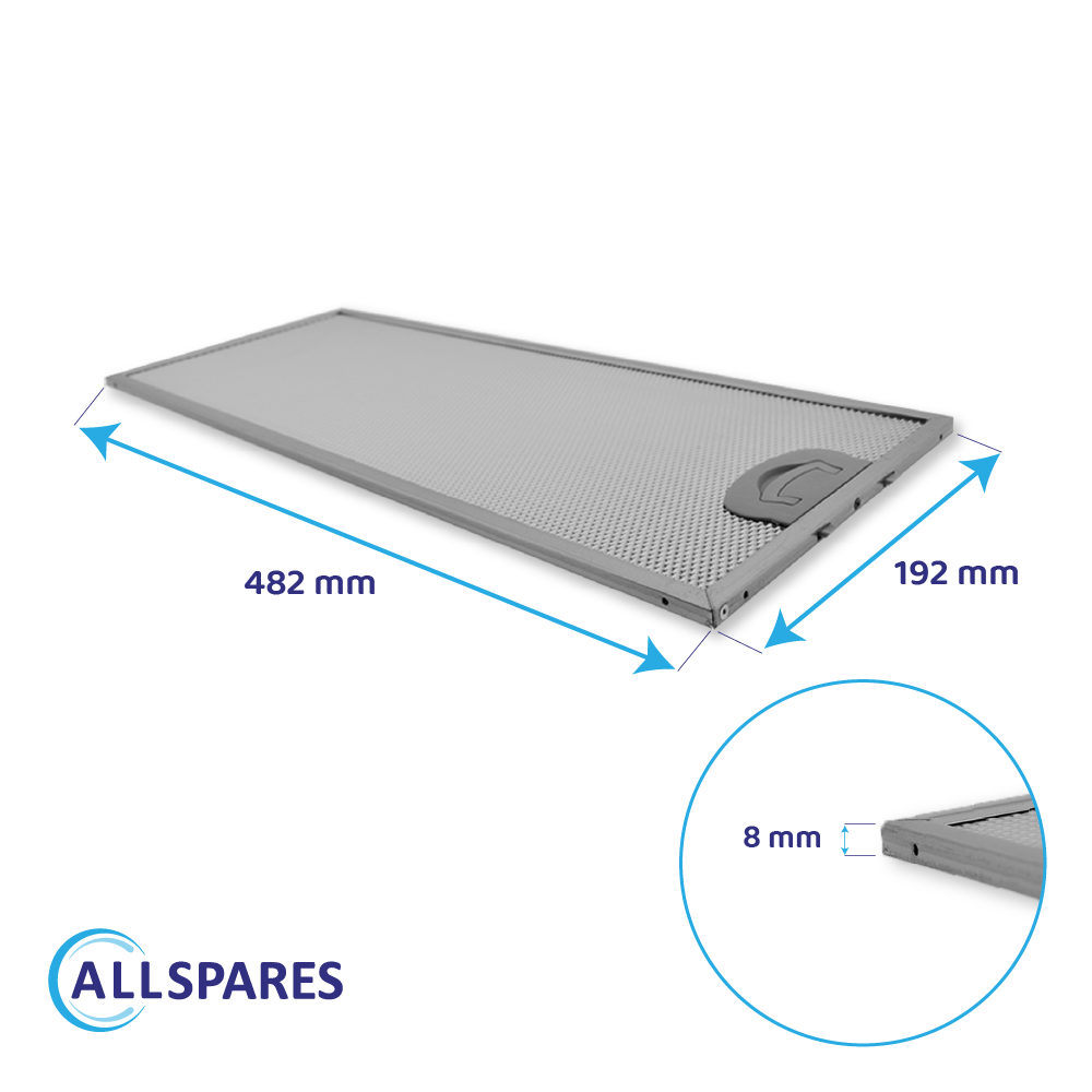 Filtre à graisse en métal 482x192mm 11022474 par AllSpares