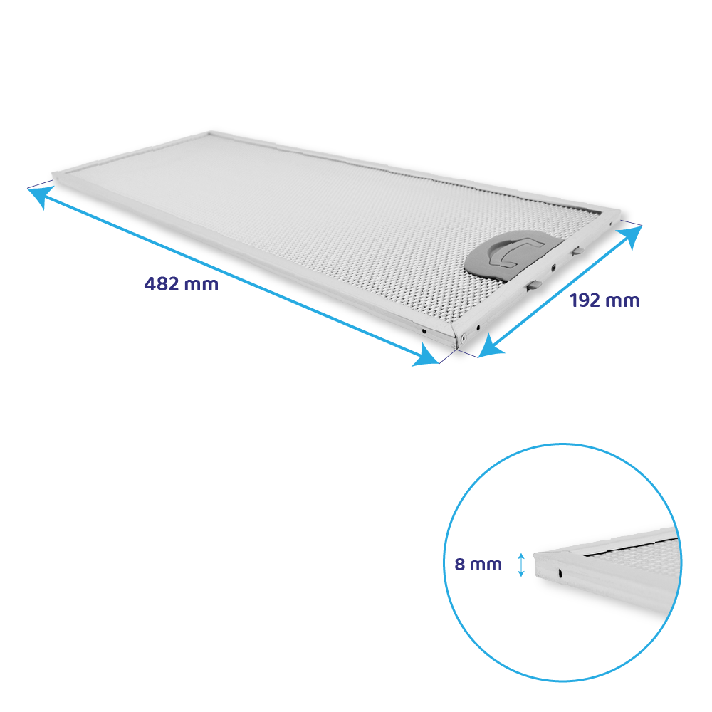 Filtre à graisse en métal 482x192mm compatible avec Viva VVA61F350...