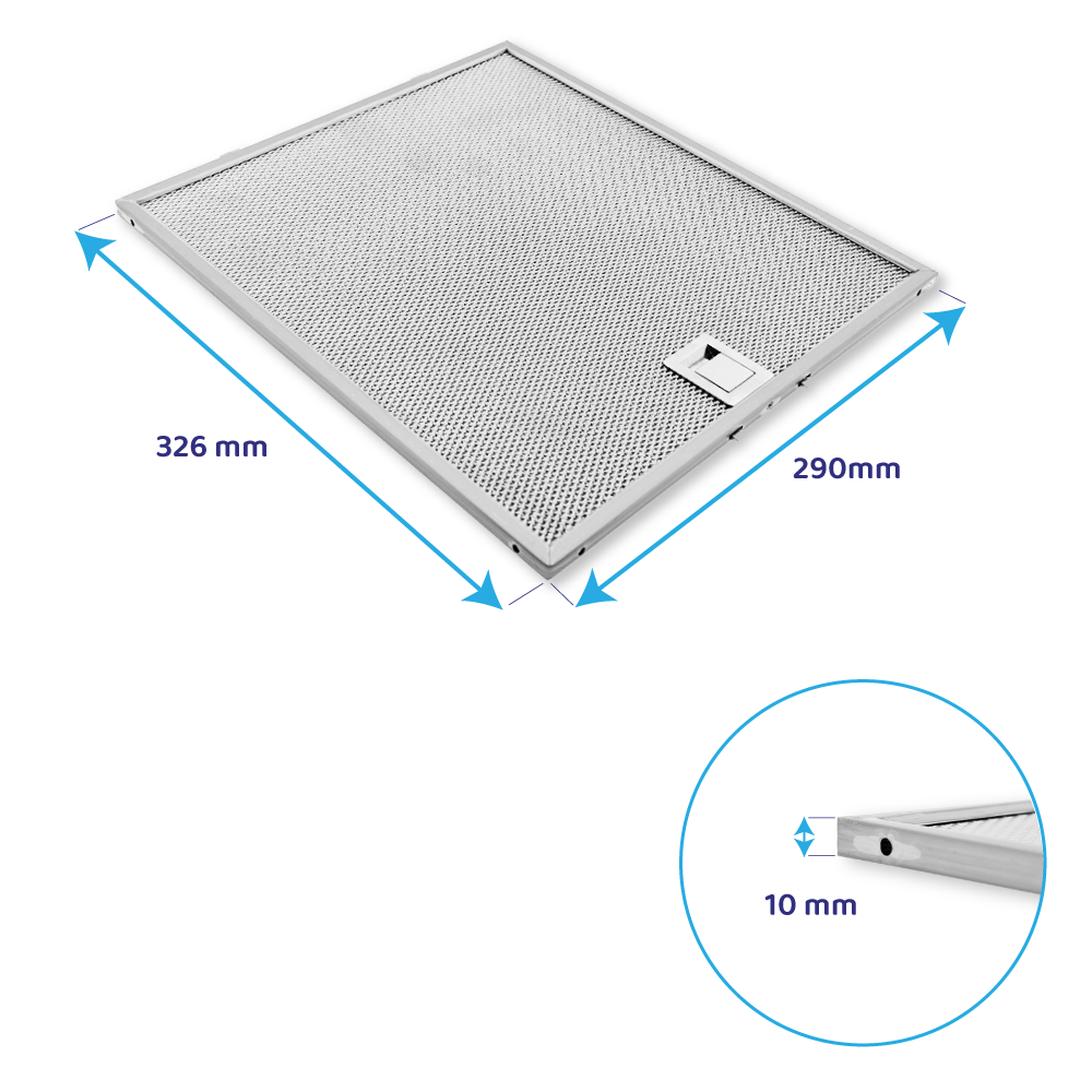 Filtre à graisse en métal 326x290mm compatible avec Falmec Quasar