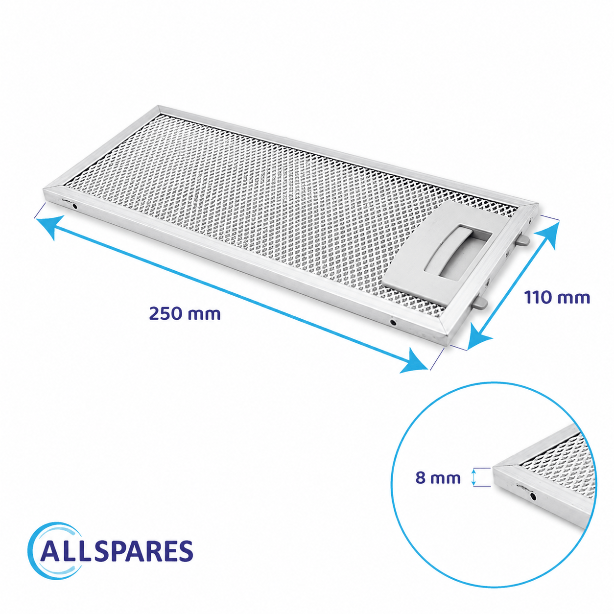 Filtre à graisse en métal 250x110mm compatible avec Bosch 11022470