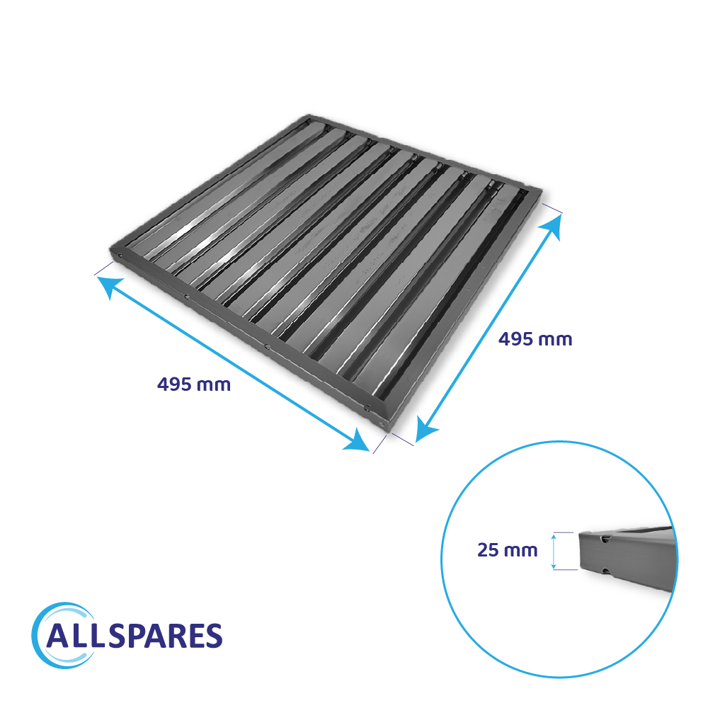 Filtre choc 495x495x25mm pour hotte pro (Type B)