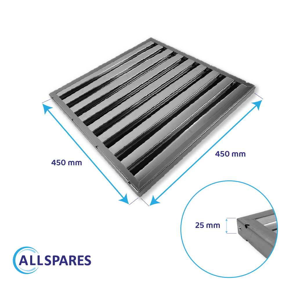 Filtre choc 450x450x25mm pour hotte pro (Type B)