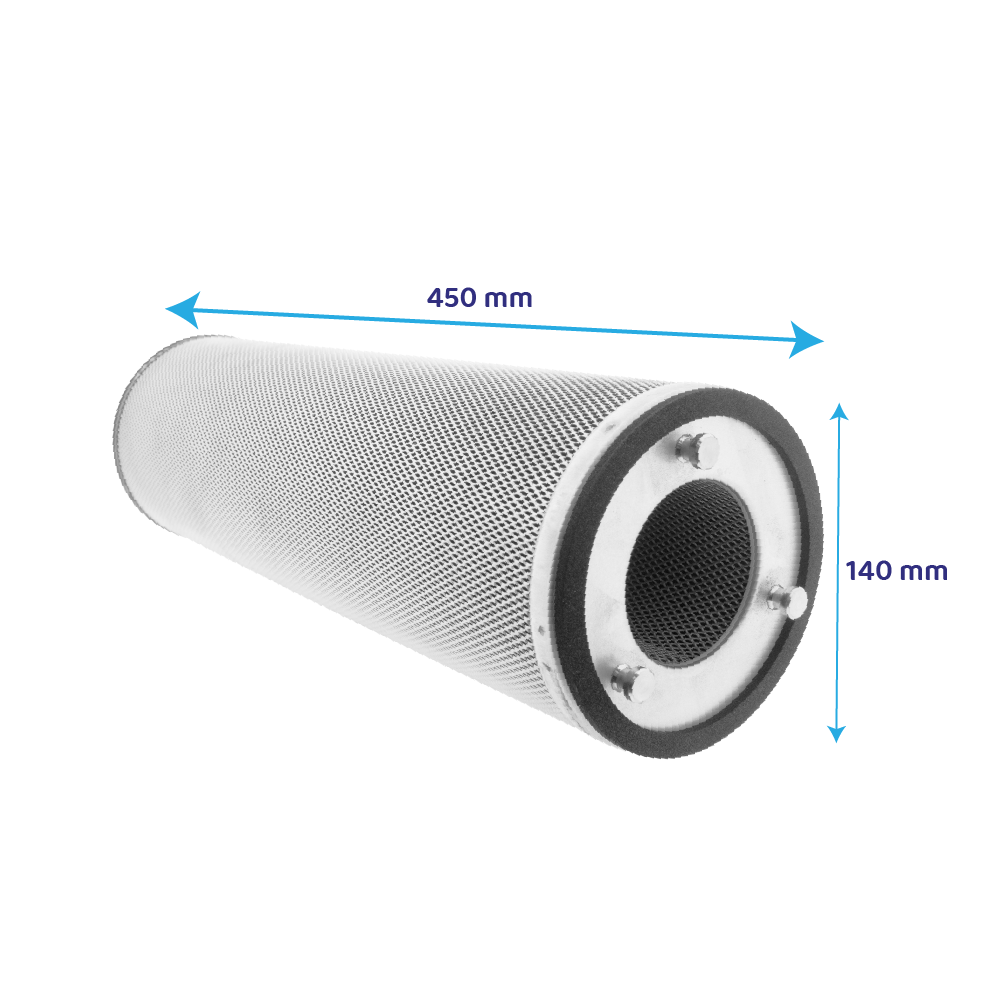 Filtre cylindre à charbon actif ⌀140x450mm pour hotte professionnelle