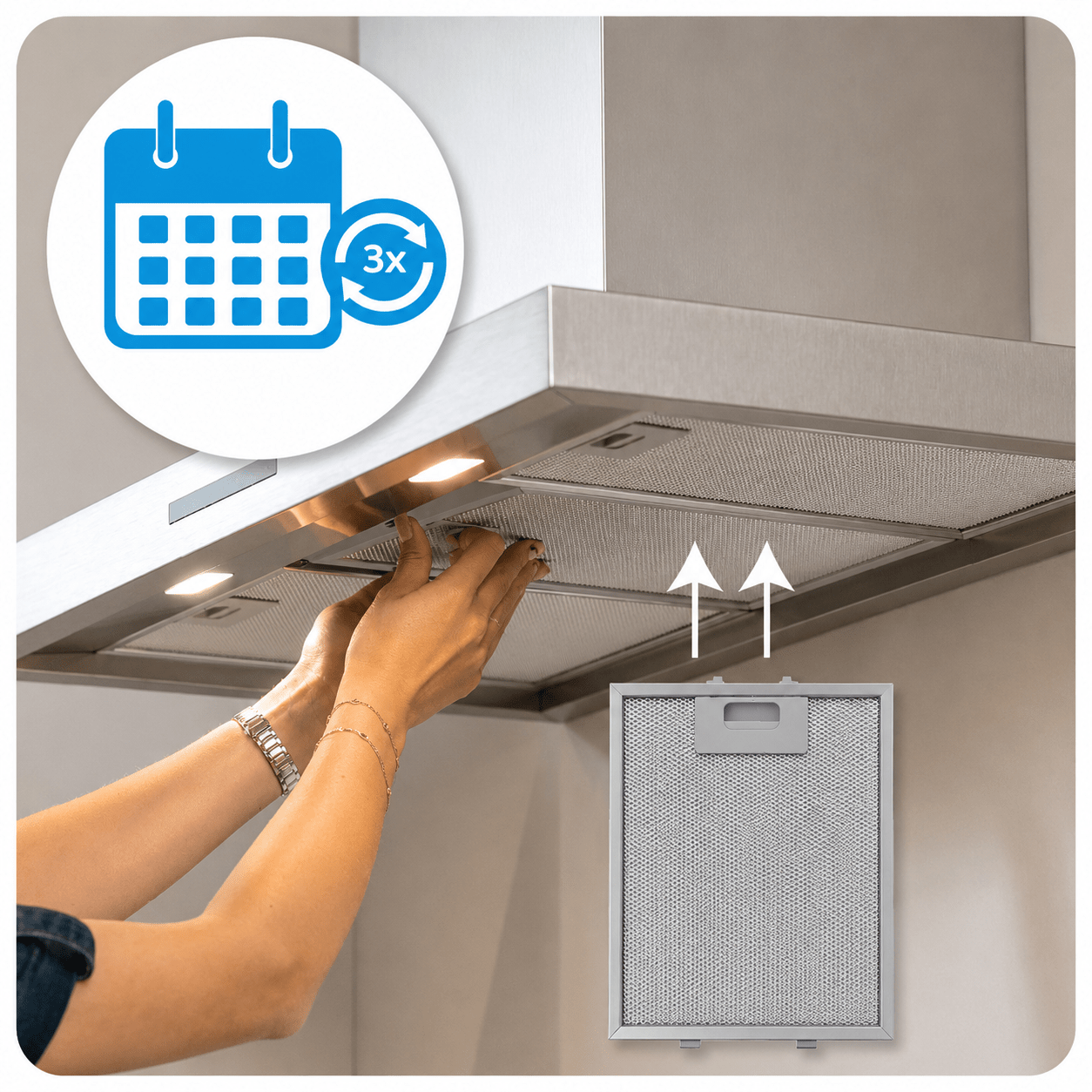 Filtre à graisse en métal 215x268mm compatible avec Ikea 481248048083