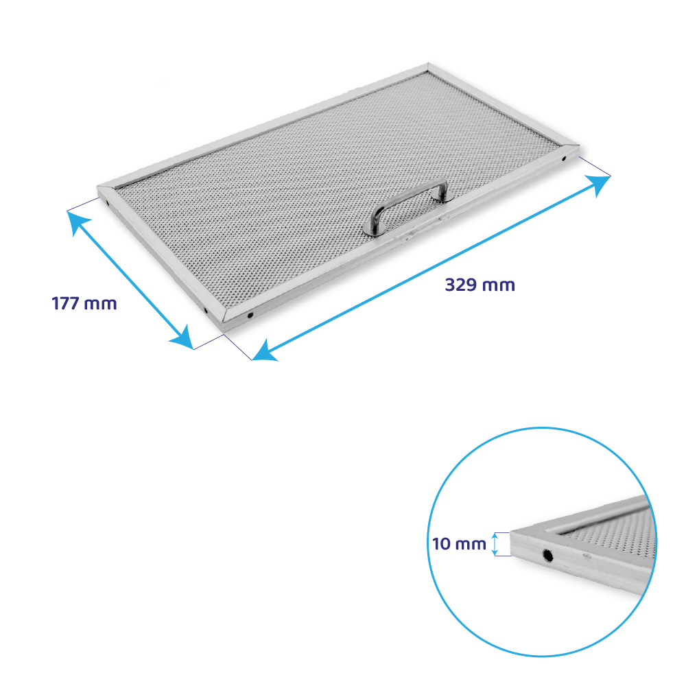 Filtre à graisse en métal 327x177mm d'origine Whirlpool pour AKR800... / AKR860... / AKR915...