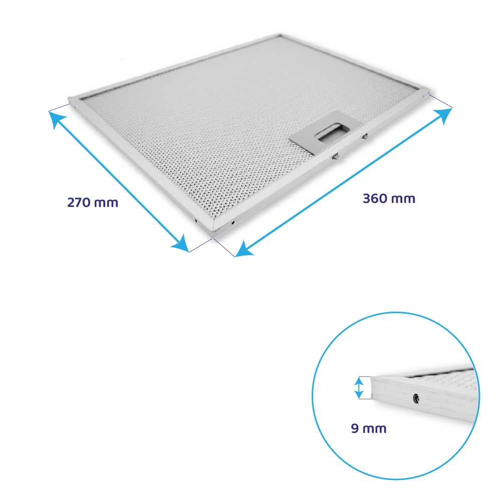 Filtre à graisse en métal 360x270mm d'origine Indesit pour IHVP65FLMK / IVHP62FLTK