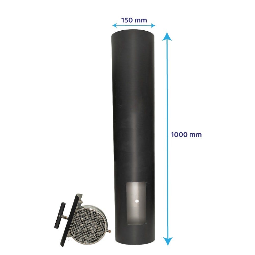 Filtre à fumée de bois Ø150x1000mm Noir ABCAT®
