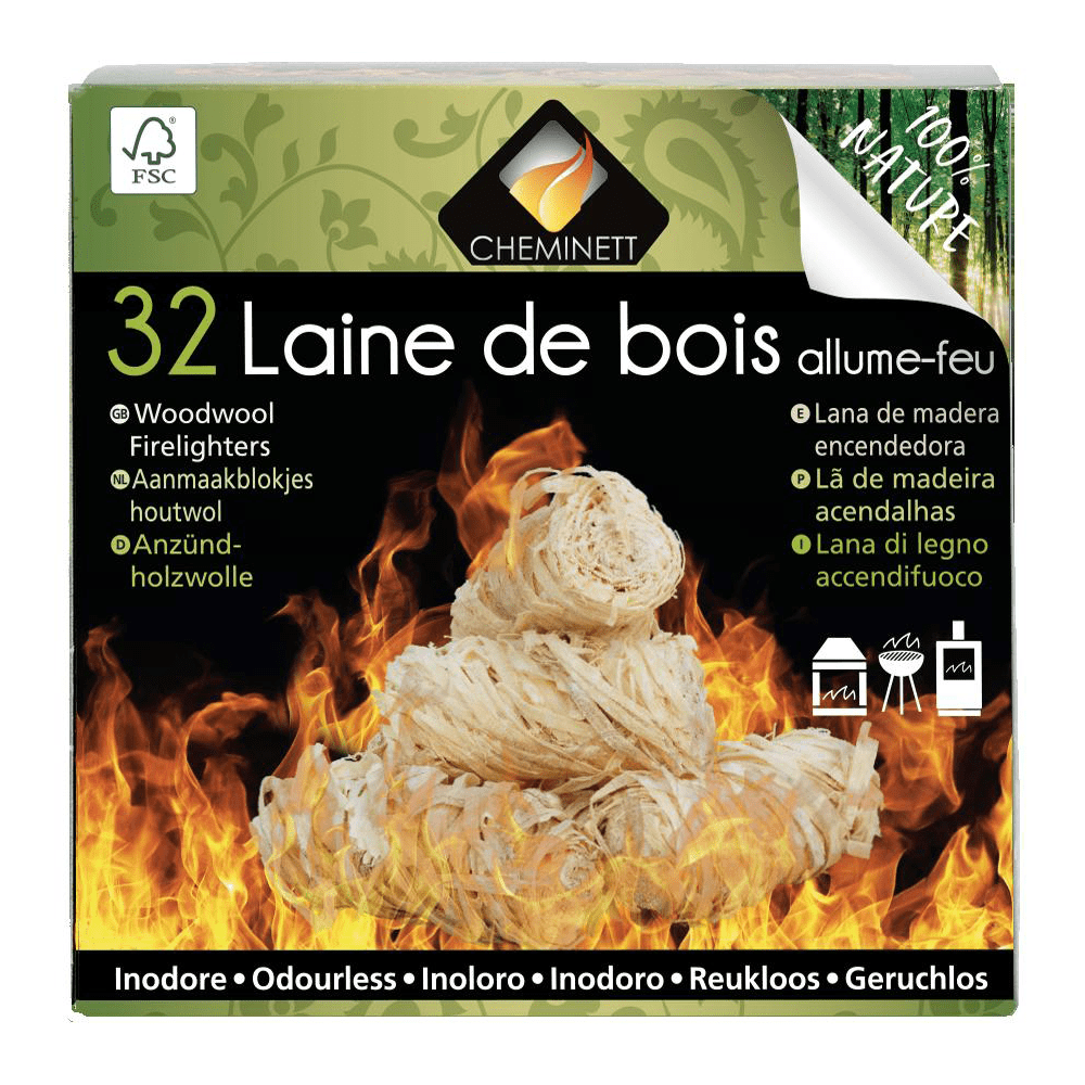 Laine de Bois x32 Cheminett allume-feu 100% nature