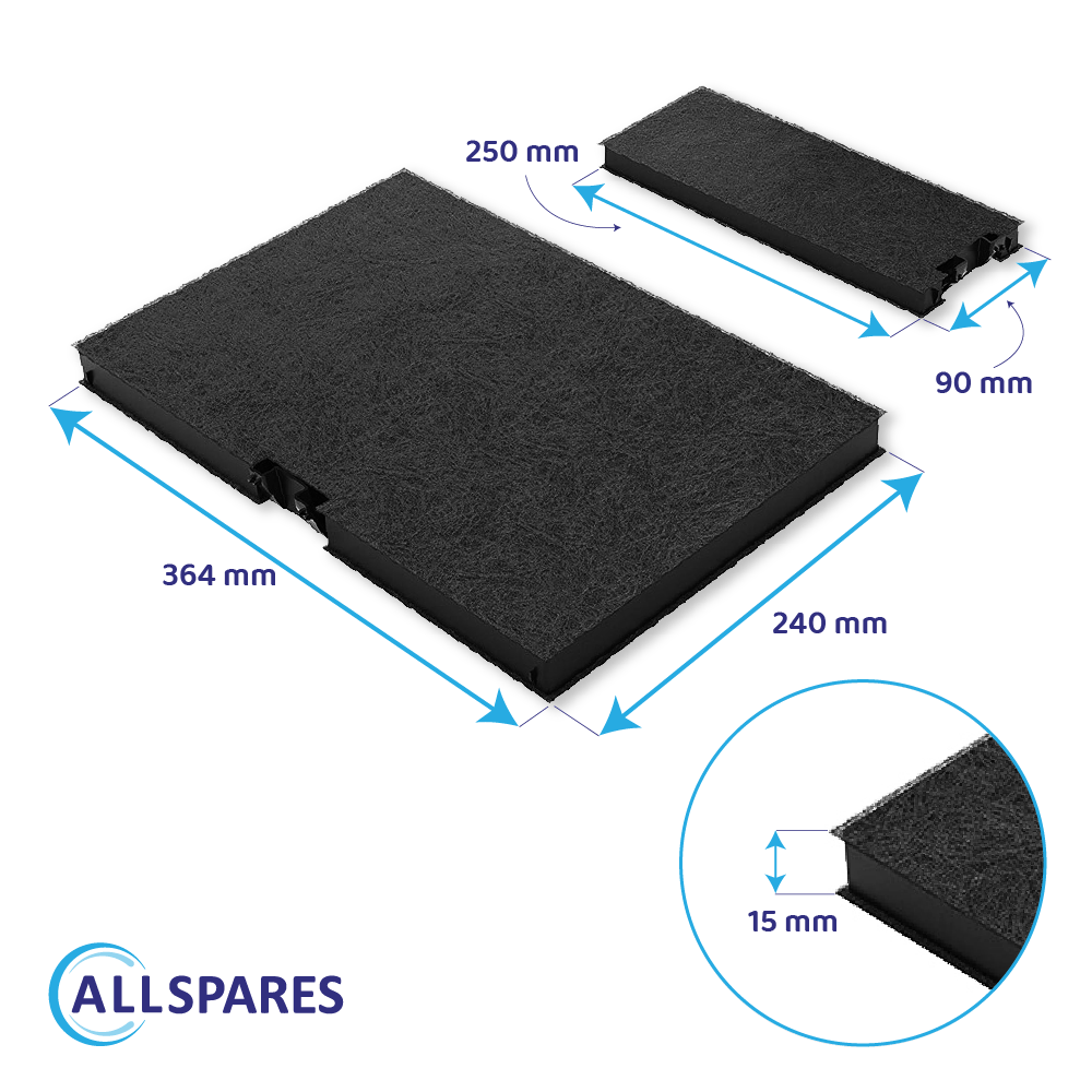 Filtre à charbon (2pcs) Gaggenau 17000965 / 11018700 par AllSpares