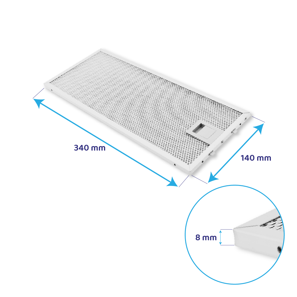 Filtre à graisse en metal 340x140mm d’origine Balay pour 3BC567... / 3BC587...