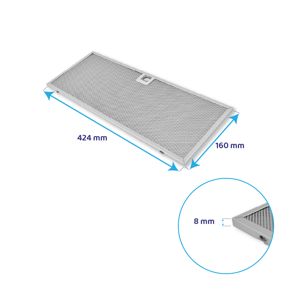 Filtre à graisse en métal (2pcs) 160x424mm d'origine Progress 50286533000