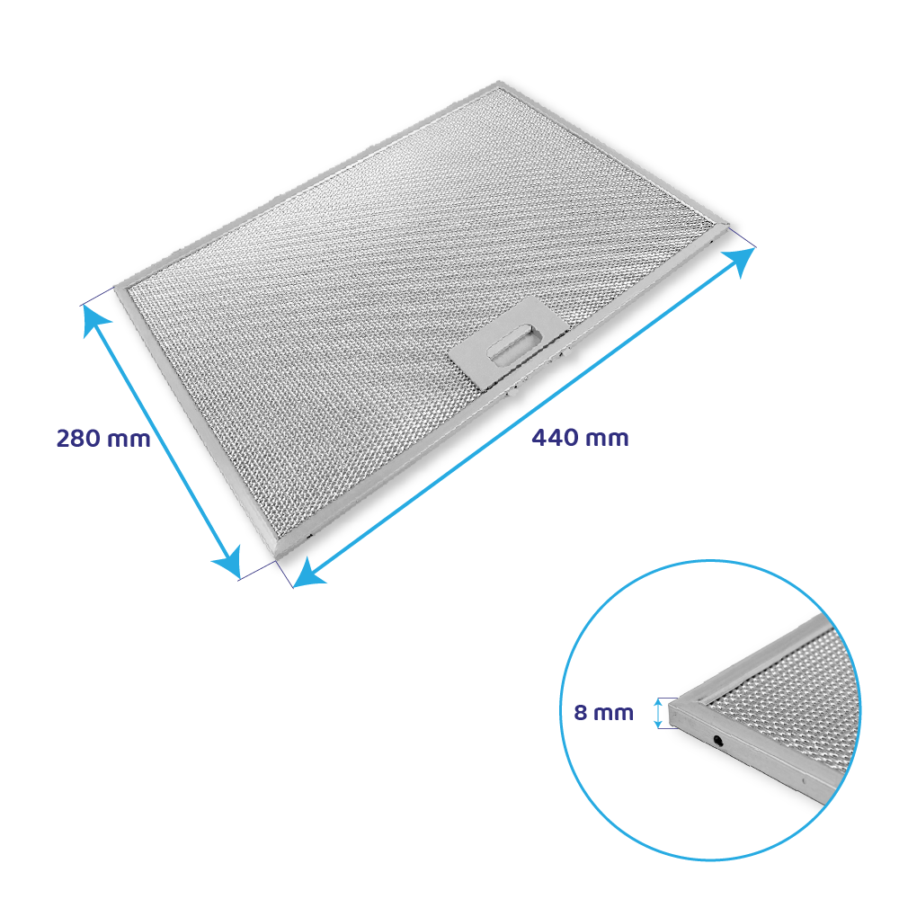 Filtre à graisse en métal 440x280mm d'origine Teka 81455031