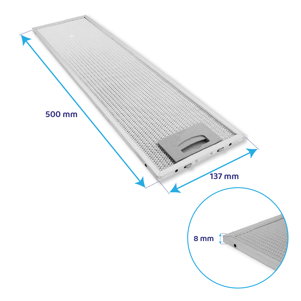 Filtre à graisse en métal 500x137mm d'origine Teka 61874022