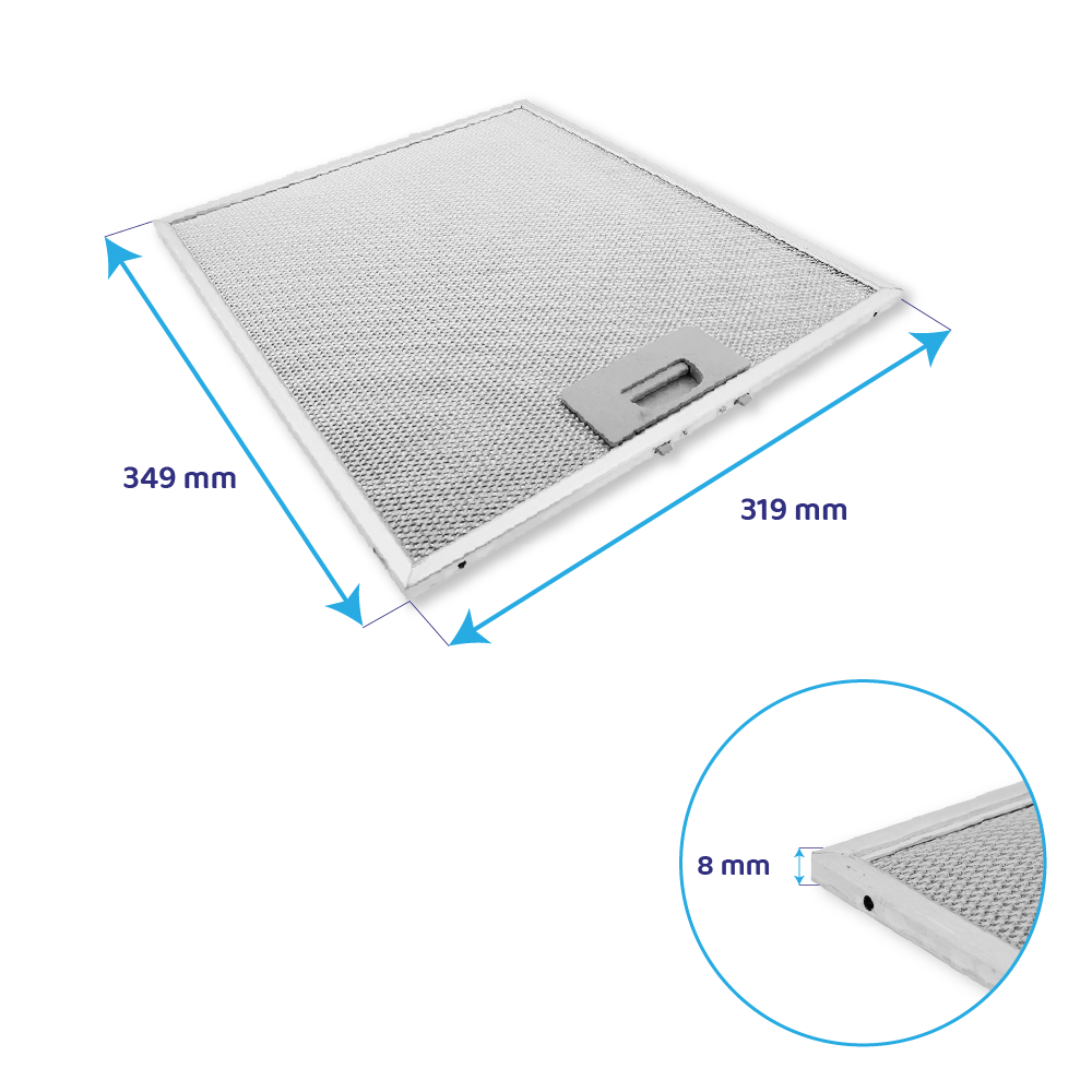 Filtre à graisse en métal 349x319mm d'origine Teka 81460020