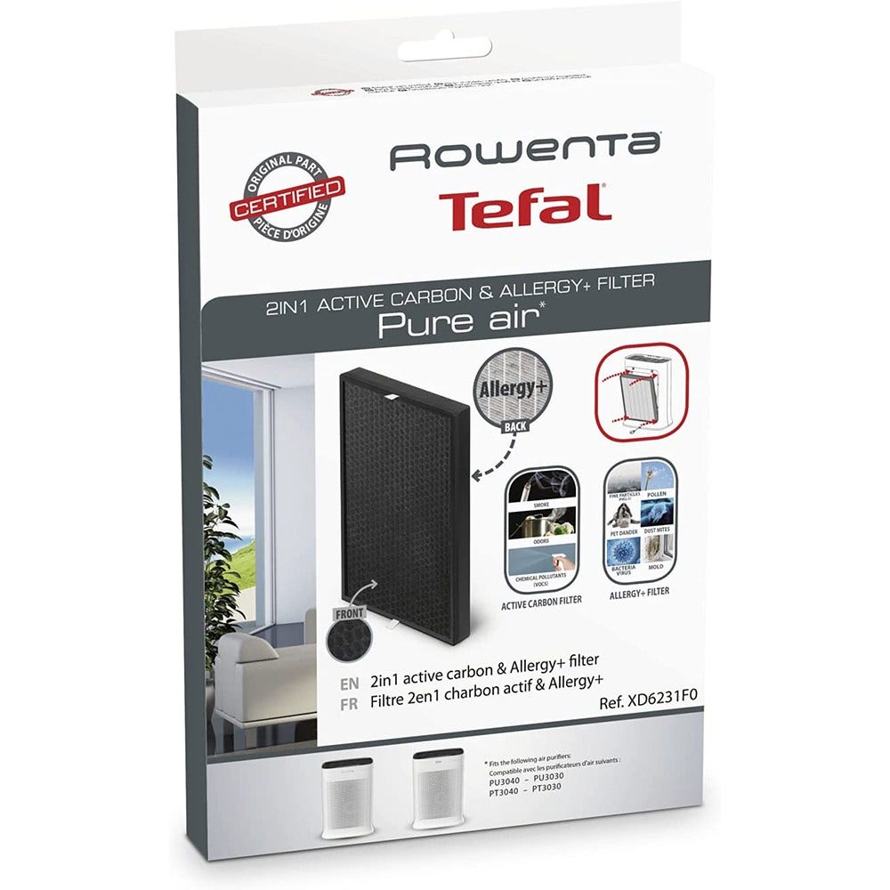 Filtre 2en1 charbon actif et Allergy+ Rowenta XD6231F0 pour purificateur d’air