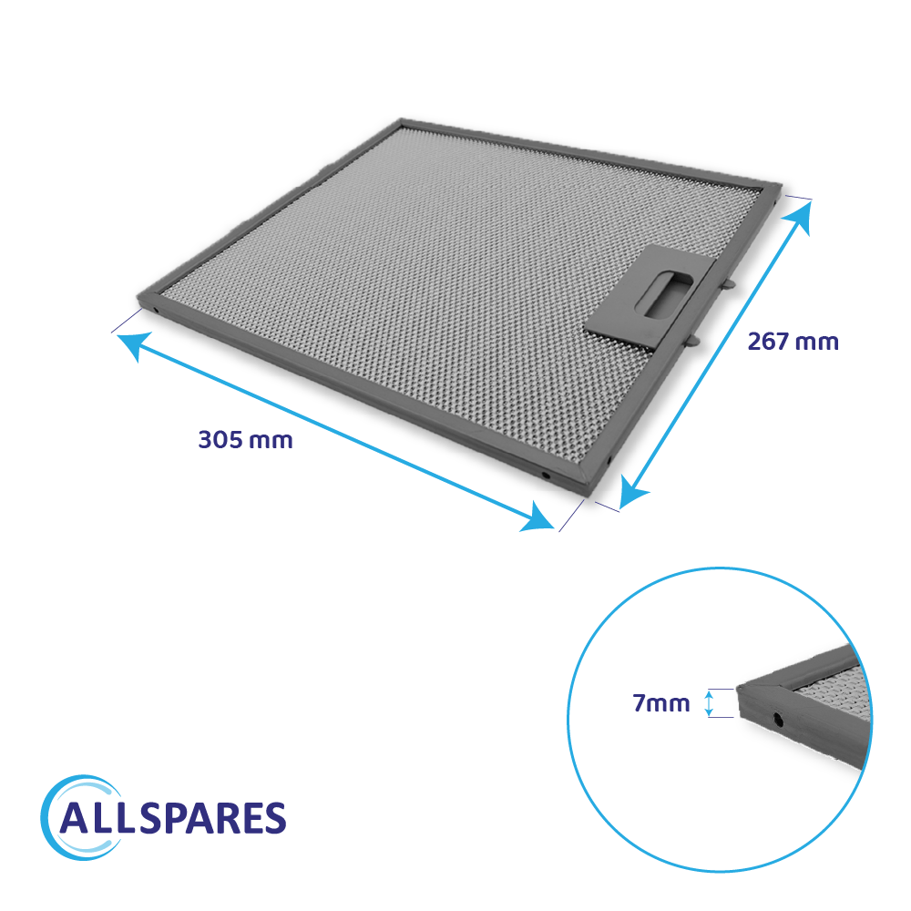Filtre à graisse en métal 306x267mm d'origine Hotpoint-Ariston C00280008