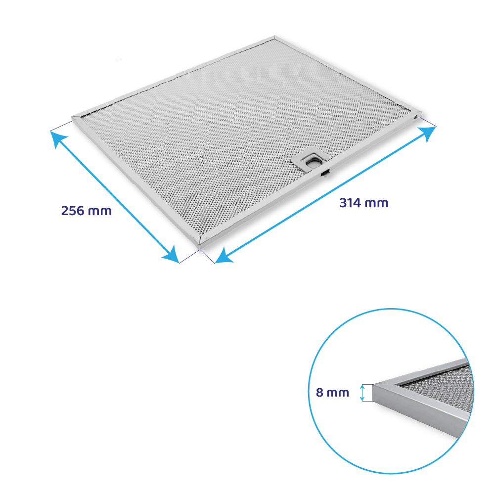 Filtre à graisse en métal 253x314mm d'origine Franke pour FDW908