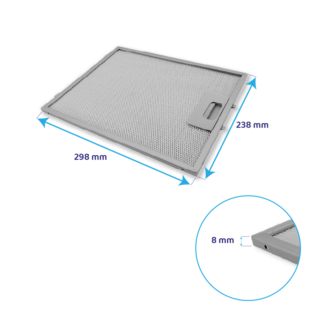 Filtre à graisse en métal 298x238mm d'origine Hygena 08087609