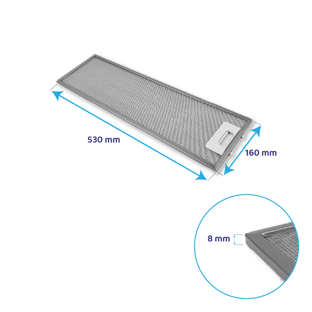 Filtre à graisse en métal 530x160mm d'origine Electrolux 50289526001
