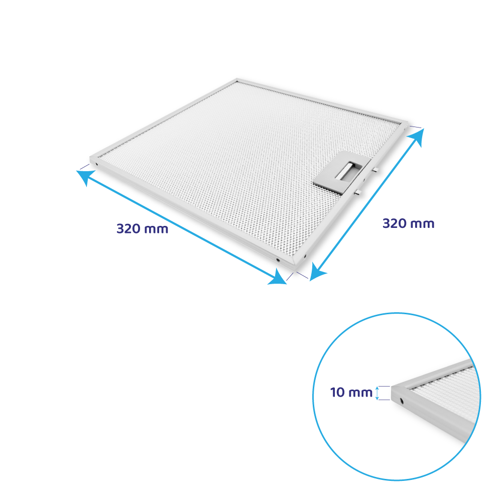 Filtre à graisse en métal 320X320mm d'origine Bauknecht 481248058144